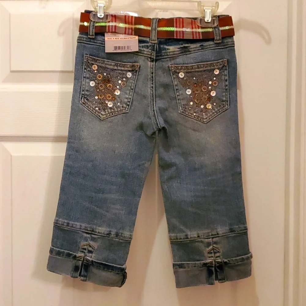 Imperial Star Adjustable Waistband Cropped Jeans Girl's 8 Reg - Picture 2 of 6
